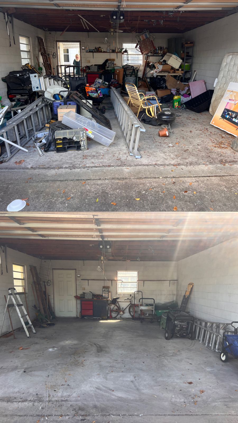 Before and after garage cleanout Orlando
