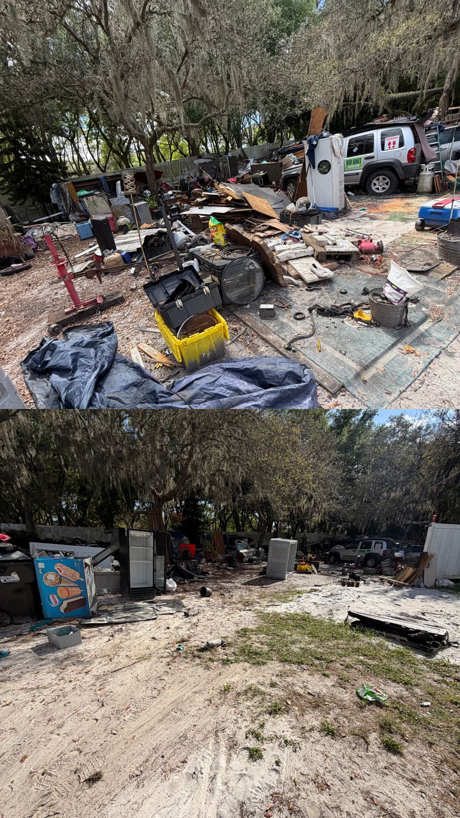 Before and after outdoor property cleanout Central Florida