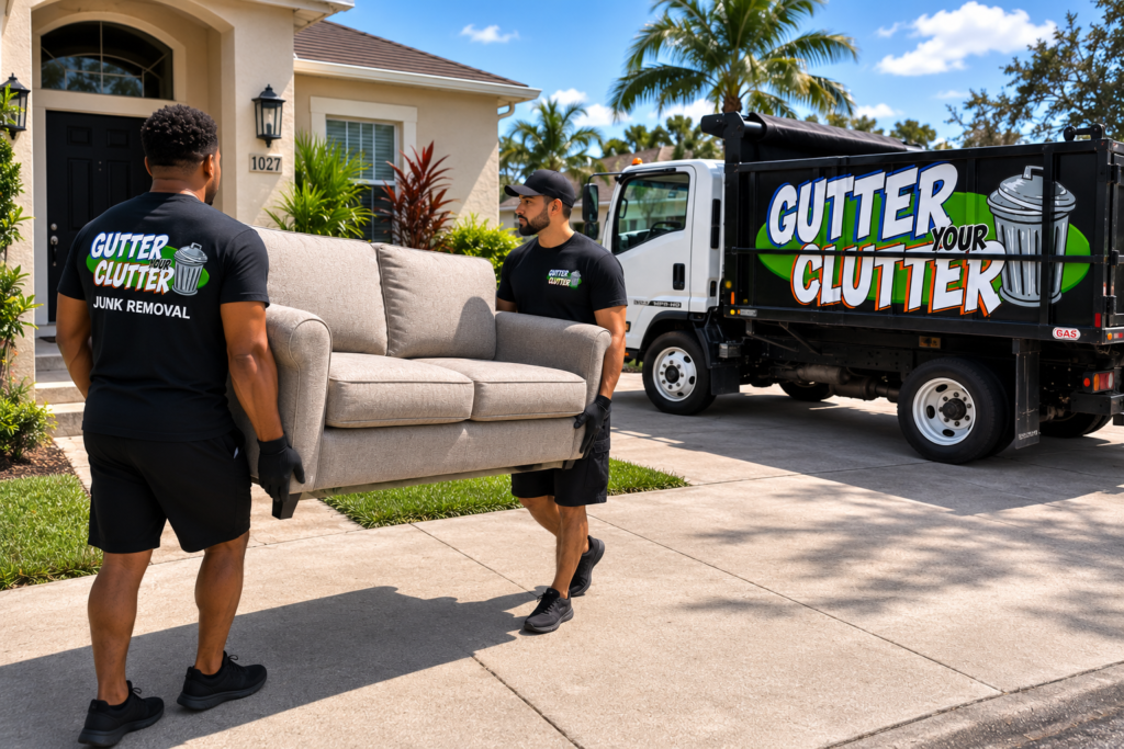 Gutter Your Clutter crew doing furniture removal in Orlando