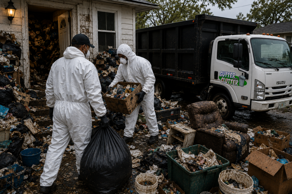 Gutter Your Clutter crew doing hoarding cleanup in Orlando
