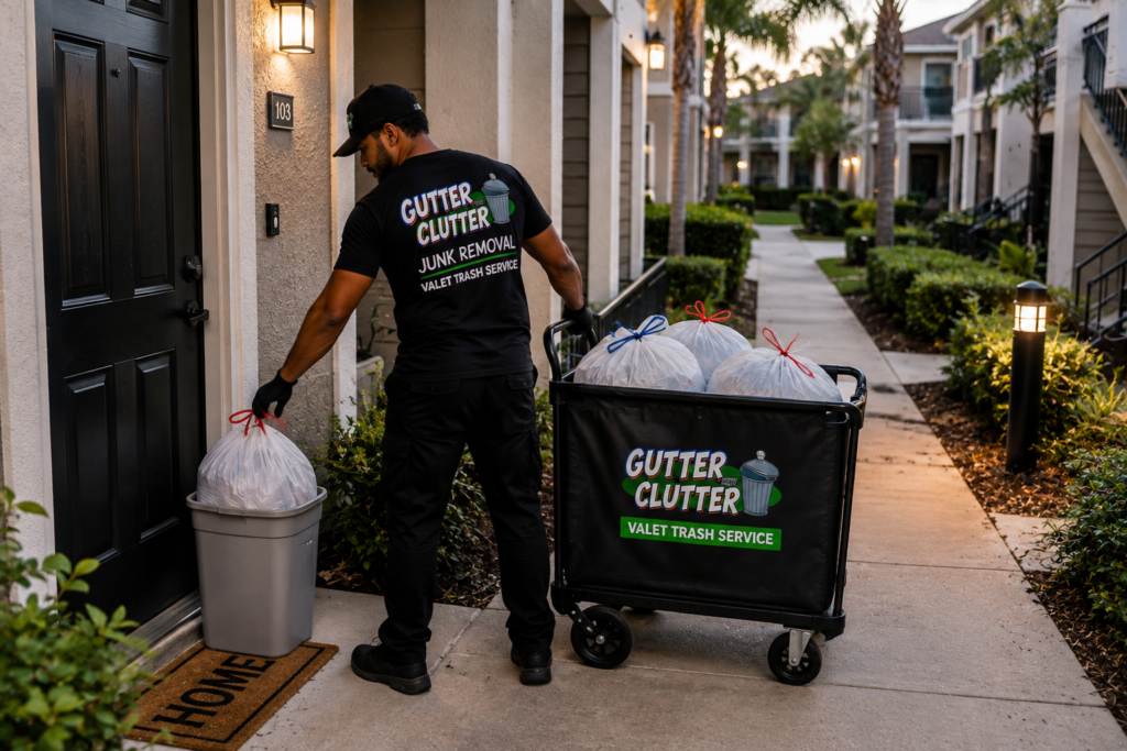 Gutter Your Clutter crew doing valet trash service in Orlando