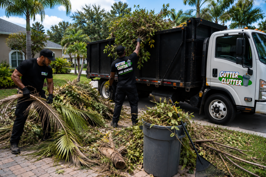 Gutter Your Clutter crew doing yard waste removal in Orlando