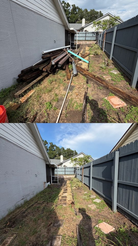 Before and after construction debris and yard waste removal in Central Florida