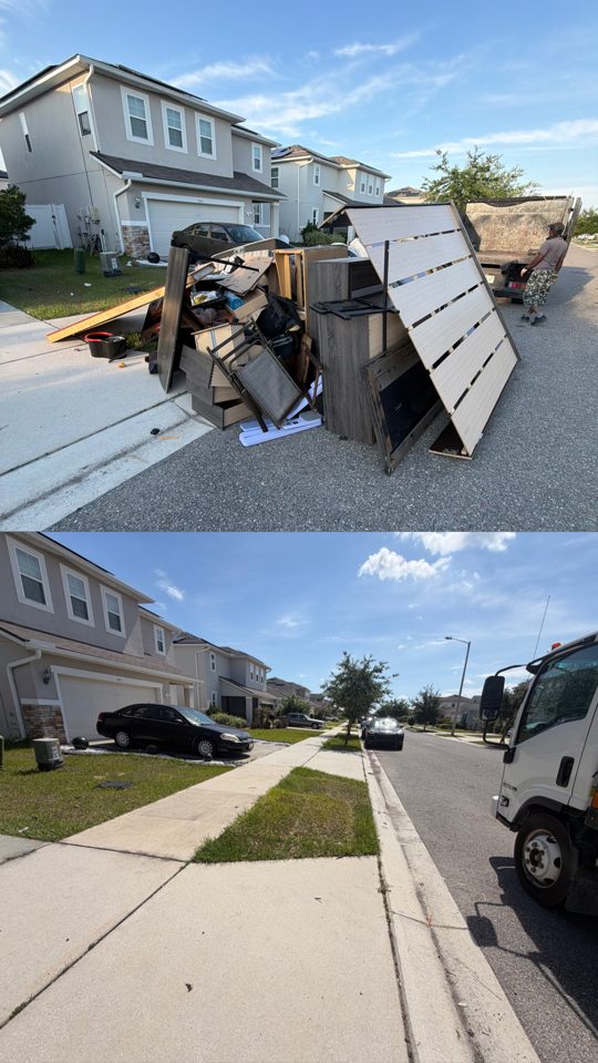 Before and after curbside furniture haul-off in Central Florida