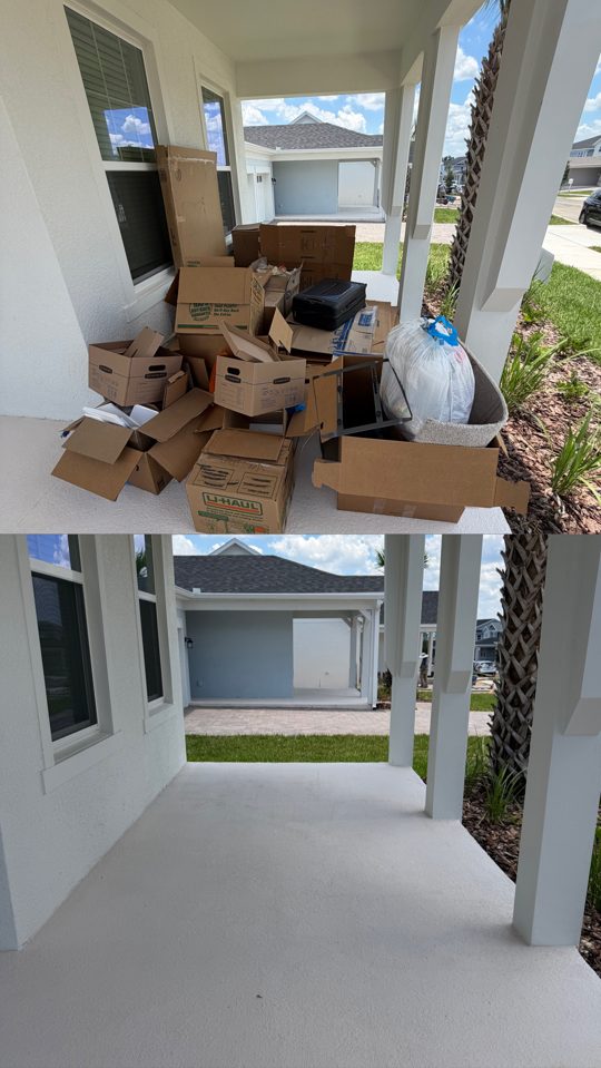 Before and after moving box and clutter cleanout in Central Florida