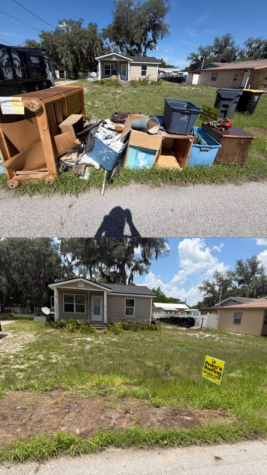 Before and after full property junk cleanout in Central Florida